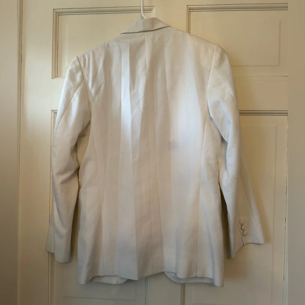 Elegant Vintage White tailored fit linen blazer - Picture 4 of 6
